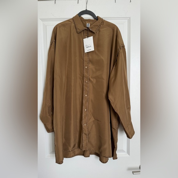 TOTÊME Embroidered-Edge Silk Shirt DK 40 = UK 12/ US 8/ IT 44 NWT - Picture 6 of 12